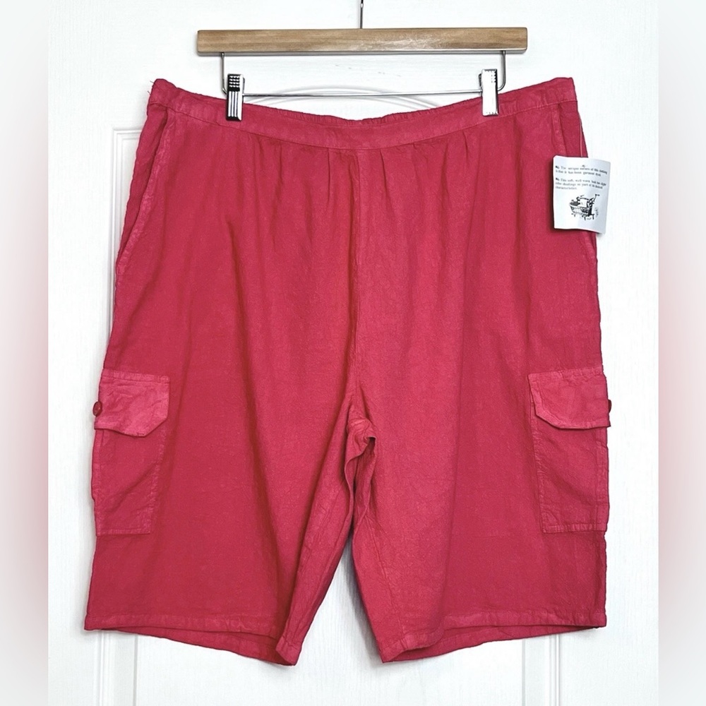 NWT VTG Collections ETC Shorts Size XL Back Elastic Waist Coral Pockets Cotton